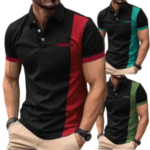 men shirts striped short sleeve casual shirt t shirts turn down collar printing loose button pockets summer patchwork 2025