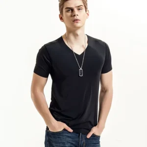 summer seamless ice silk t shirt vest men's no trace sports short sleeve men t shirt solid v neck tees quick dry shirt tops 5xl